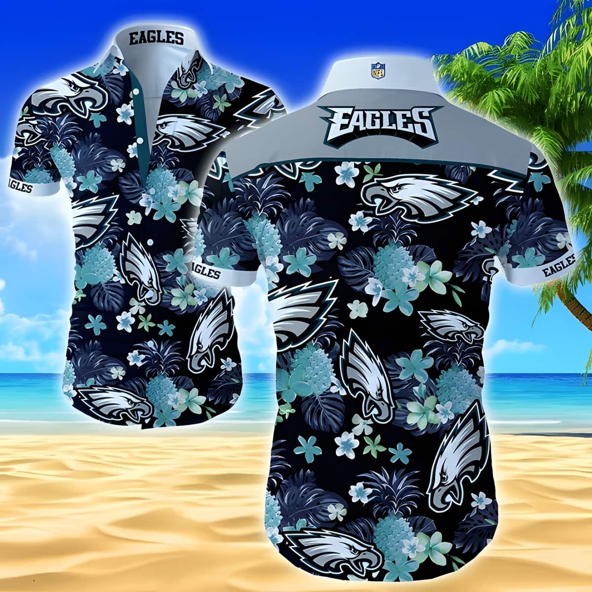 NFL Philadelphia Eagles Hawaiian Shirt Tropical Pineapple Pattern Beach Gift NFL Philadelphia Eagles Hawaiian Shirt Tropical Pineapple Pattern Beach Gift