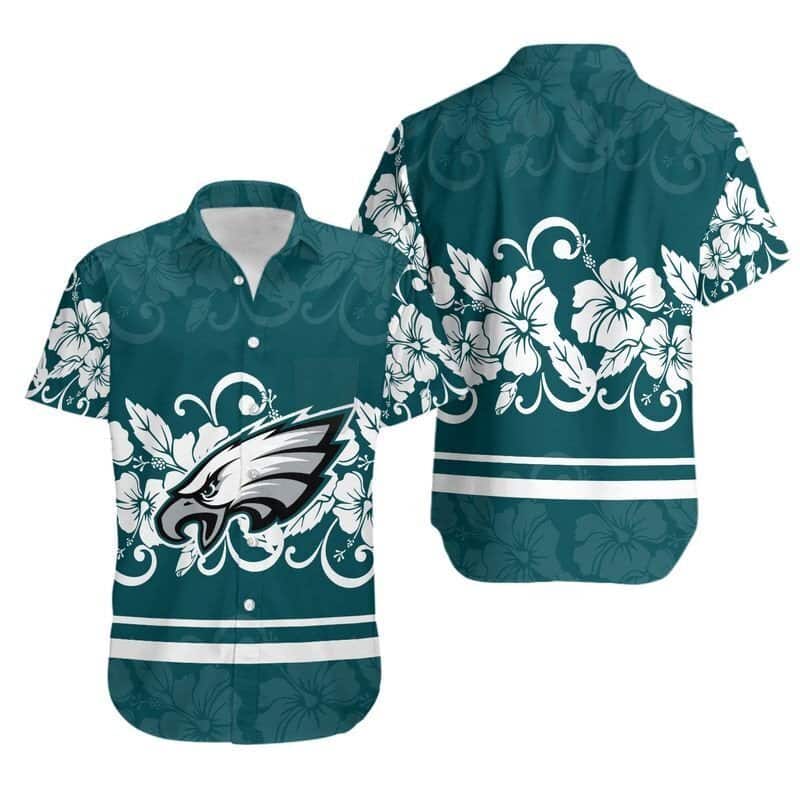 NFL Philadelphia Eagles Hawaiian Shirt Hibiscus Flowers Pattern NFL Philadelphia Eagles Hawaiian Shirt Hibiscus Flowers Pattern
