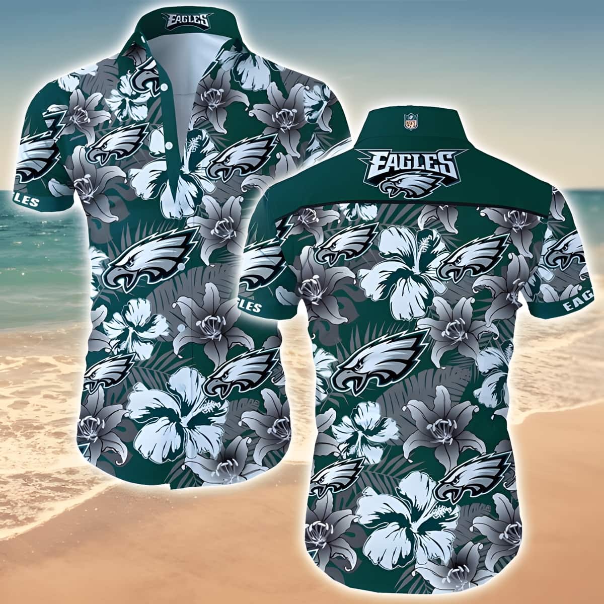 NFL Philadelphia Eagles Hawaiian Shirt Hibiscus Pattern Gift For Beach Trip NFL Philadelphia Eagles Hawaiian Shirt Hibiscus Pattern Gift For Beach Trip