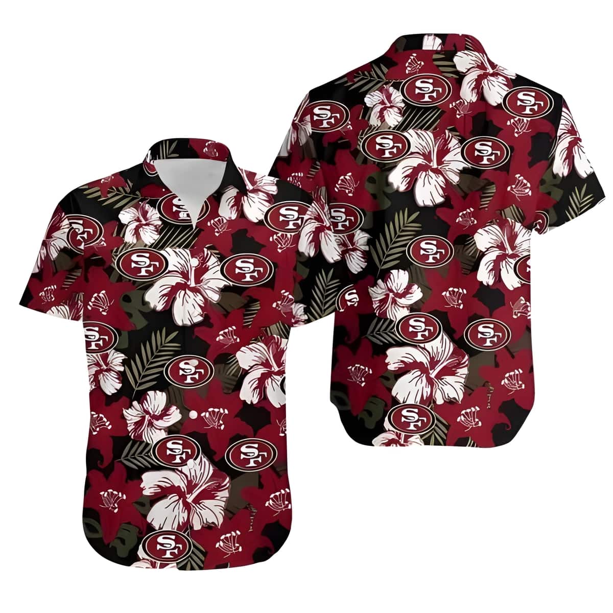 NFL San Francisco 49ers Hawaiian Shirt Hibiscus Pattern Summer Beach Gift NFL San Francisco 49ers Hawaiian Shirt Hibiscus Pattern Summer Beach Gift