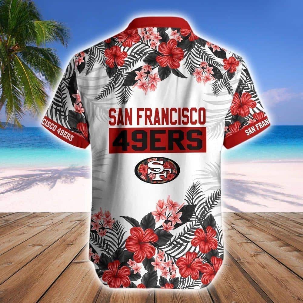 NFL San Francisco 49ers Hawaiian Shirt Hibiscus Flower Pattern Beach Gift NFL San Francisco 49ers Hawaiian Shirt Hibiscus Flower Pattern Beach Gift