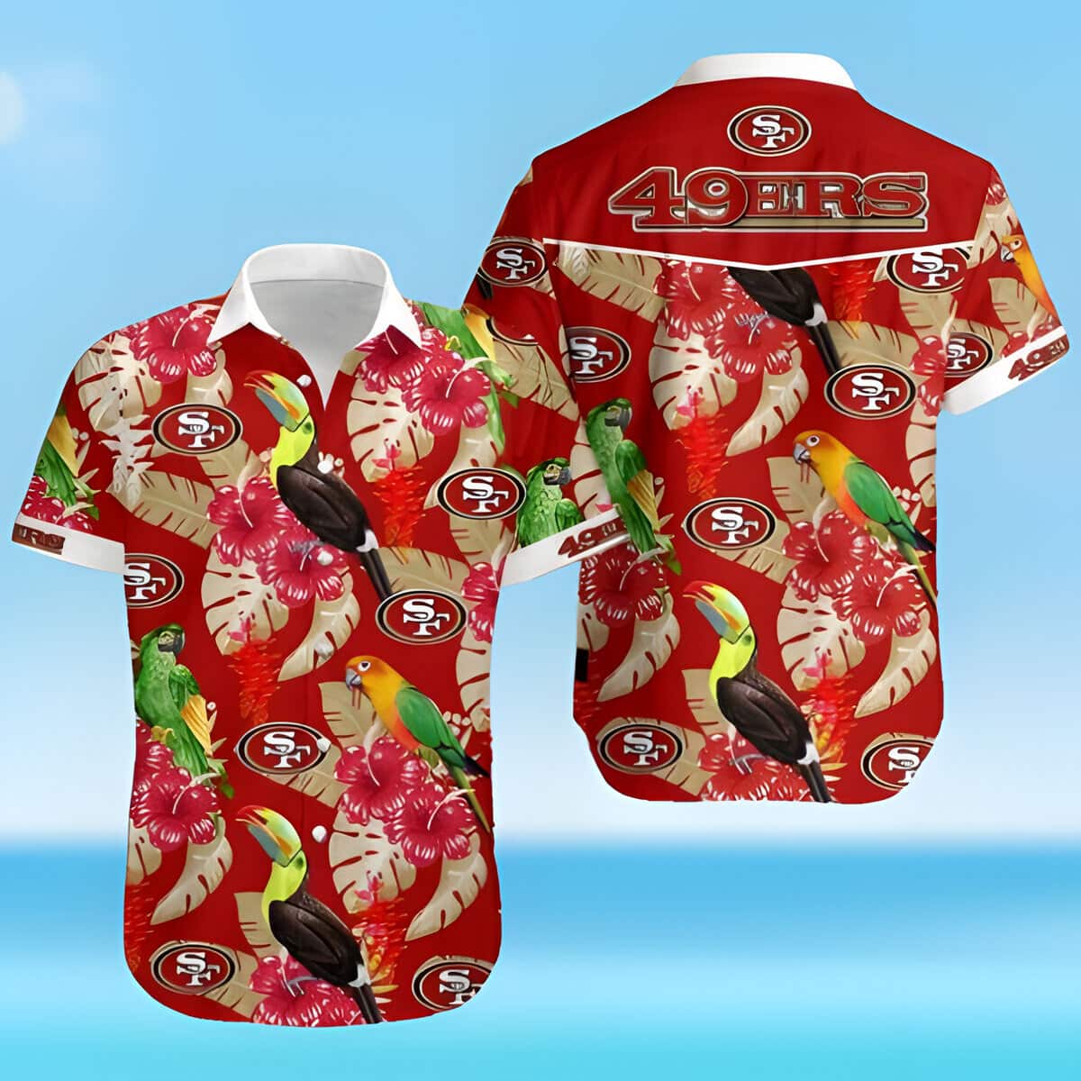 NFL San Francisco 49ers Hawaiian Shirt Parrot Pattern Practical Beach Gift NFL San Francisco 49ers Hawaiian Shirt Parrot Pattern Practical Beach Gift