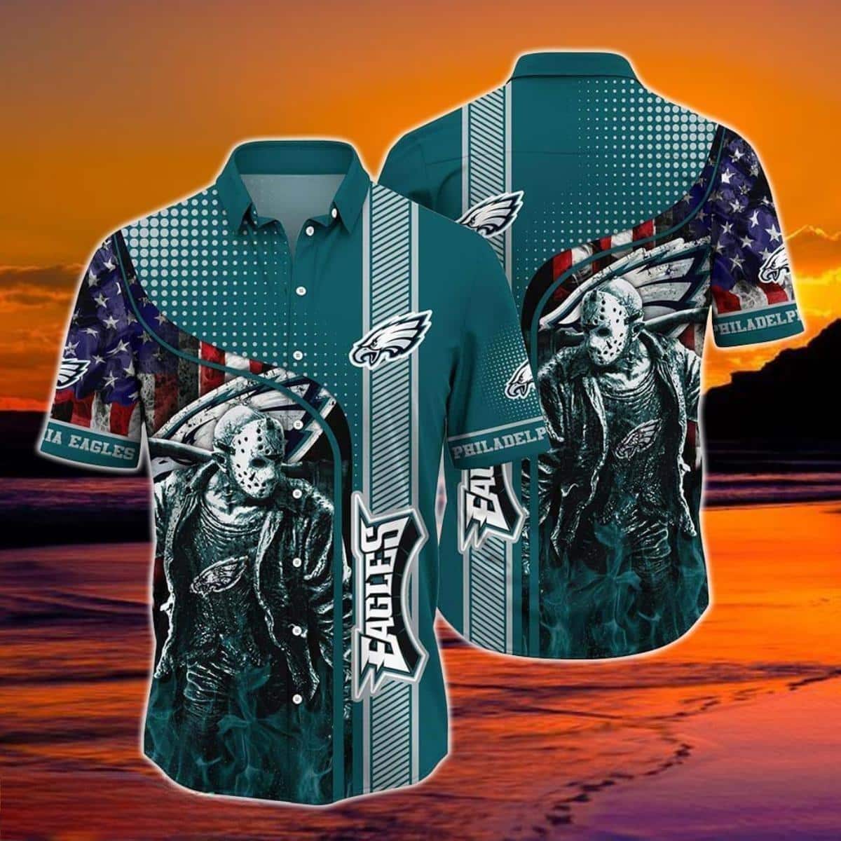 Jason Voorhees NFL Philadelphia Eagles Hawaiian Shirt Gift For Football Fans Jason Voorhees NFL Philadelphia Eagles Hawaiian Shirt Gift For Football Fans