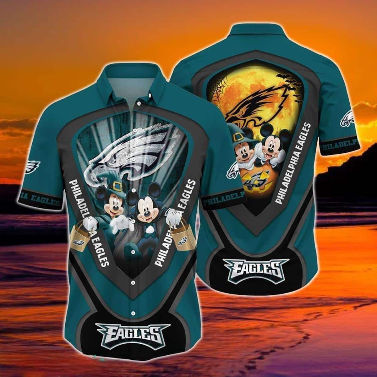 Mickey Halloween Night Philadelphia Eagles NFL Hawaiian Shirt Gift For Best Friend Mickey Halloween Night Philadelphia Eagles NFL Hawaiian Shirt Gift For Best Friend