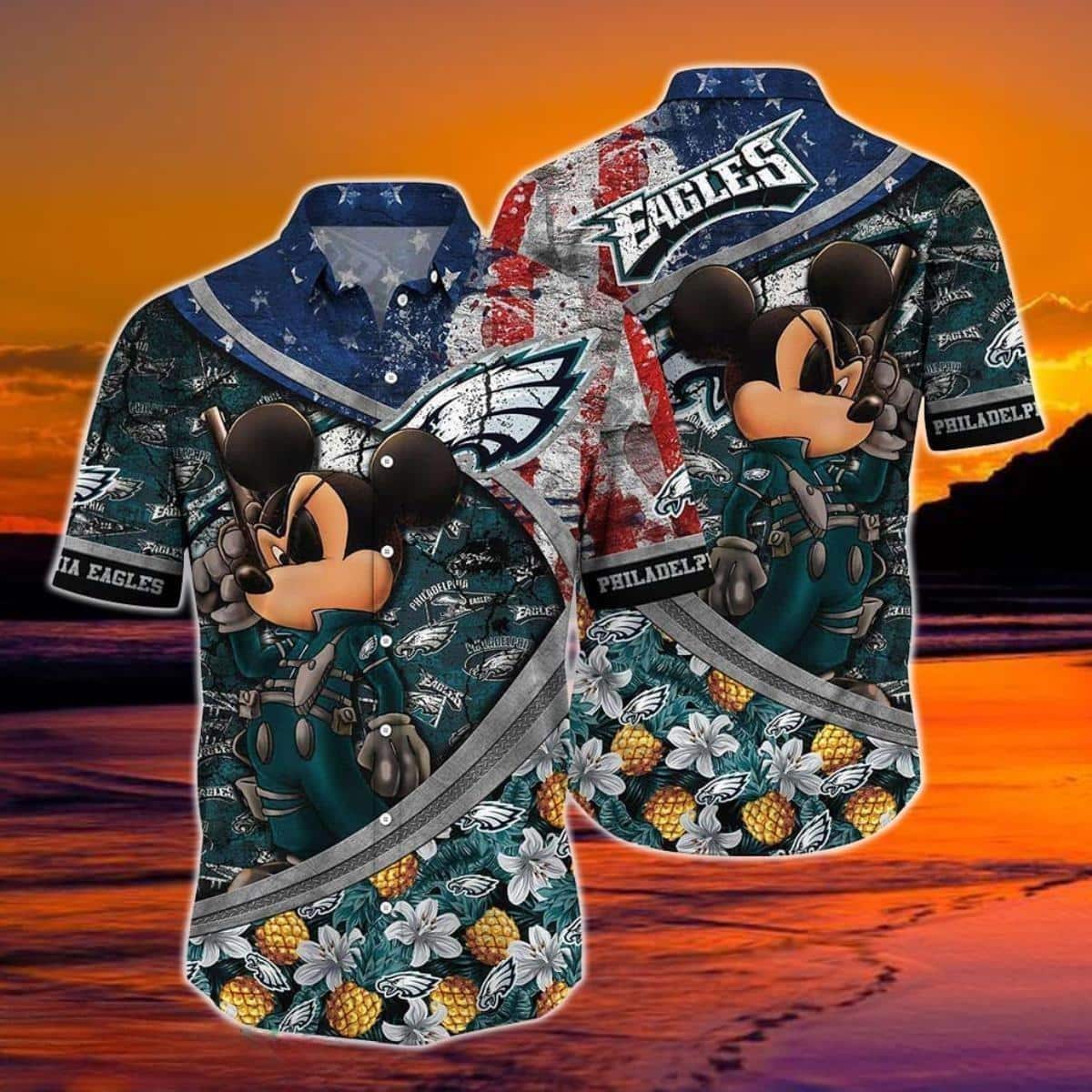 Disney Mickey Mouse Philadelphia Eagles NFL Hawaiian Shirt Beach Gift For Dad Disney Mickey Mouse Philadelphia Eagles NFL Hawaiian Shirt Beach Gift For Dad