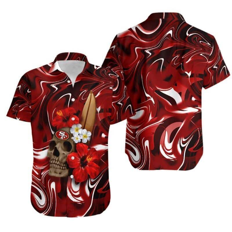 Skull And Hibiscus Flower NFL San Francisco 49ers Hawaiian Shirt