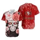 Skull Rose With NFL San Francisco 49ers Hawaiian Shirt Beach Gift For Dad Skull Rose With NFL San Francisco 49ers Hawaiian Shirt Beach Gift For Dad
