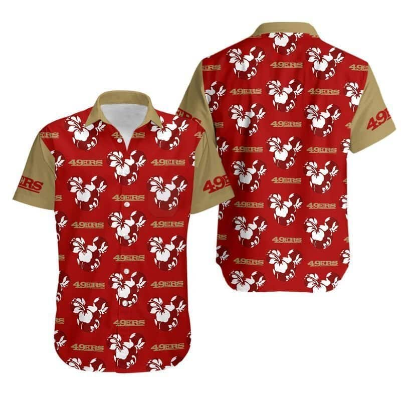 NFL San Francisco 49ers Hawaiian Shirt Flower Mickey Mouse Summer Holiday Gift