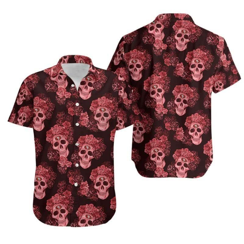 NFL San Francisco 49ers Hawaiian Shirt Mystery Skull And Flower All Over Print