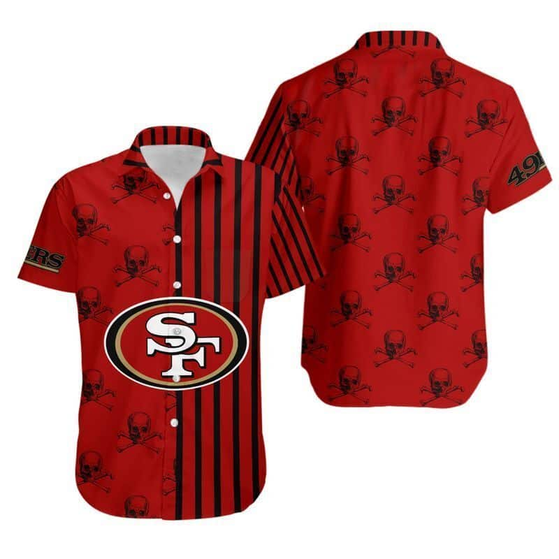 NFL San Francisco 49ers Hawaiian Shirt Stripes And Skull