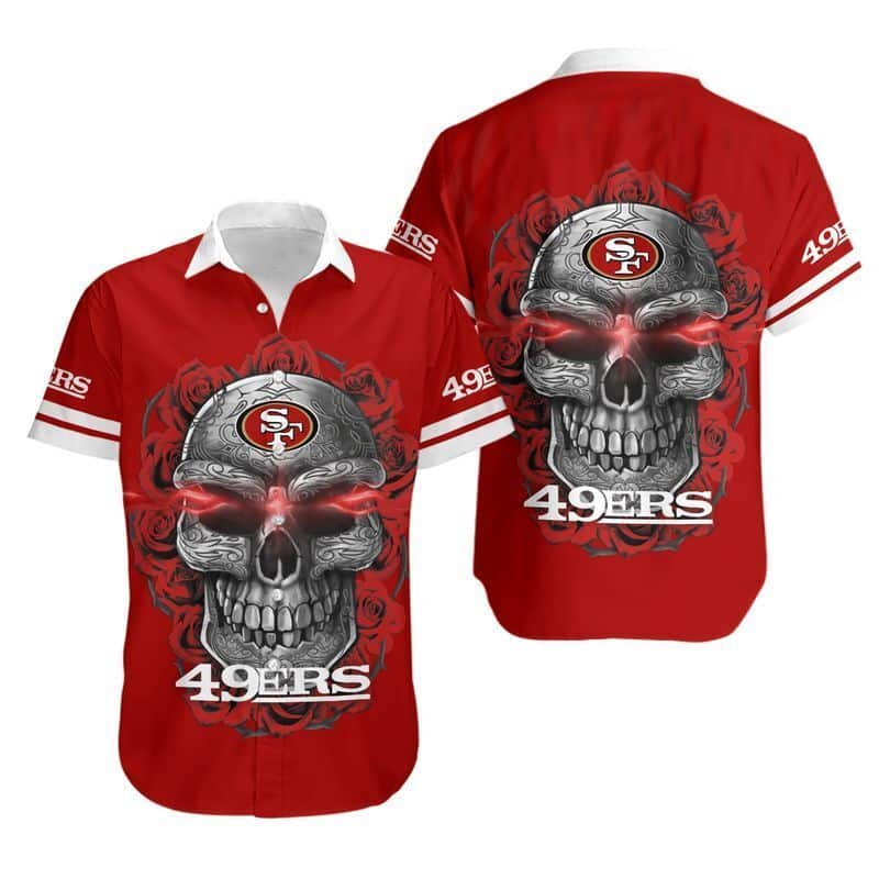 Red Aloha Sugar Skull NFL San Francisco 49ers Hawaiian Shirt For Football Fans