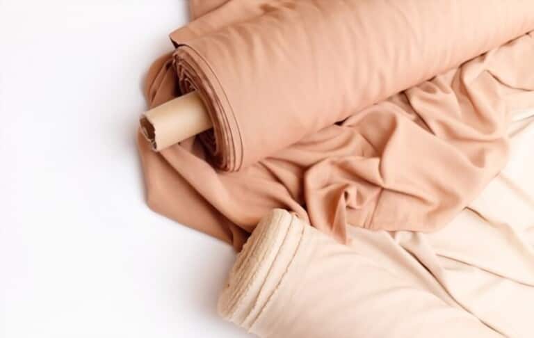 rolls pastel color fabric isolated on white background