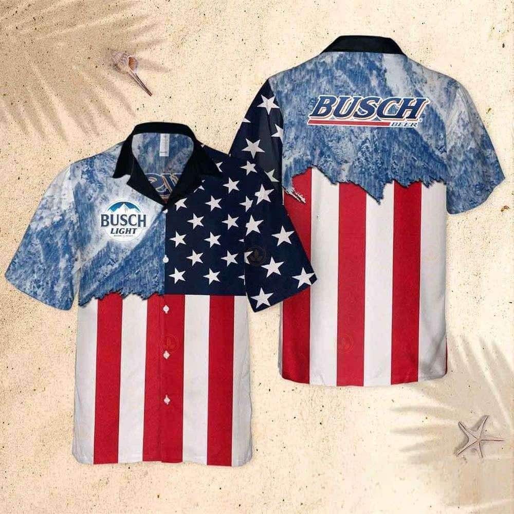 Busch Light Beer Hawaiian Shirt American Flag Summer Holiday Gift