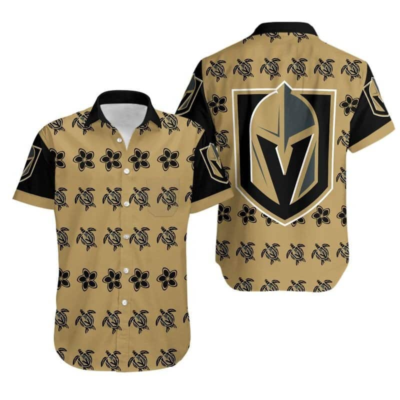 Aloha NHL Vegas Golden Knights Hawaiian Shirt Turtle And Flower Pattern Beach Gift