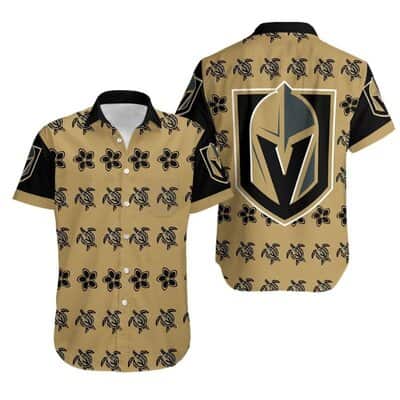 Aloha NHL Vegas Golden Knights Hawaiian Shirt Turtle And Flower Pattern Beach Gift
