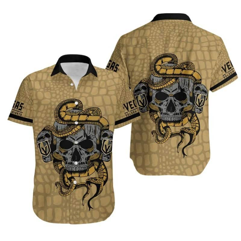 Aloha NHL Vegas Golden Knights Hawaiian Shirt Snake And Skull Summer Beach Gift