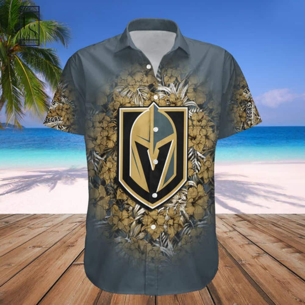 NHL Vegas Golden Knights Hawaiian Shirt Hibiscus Pattern Practical Beach Gift