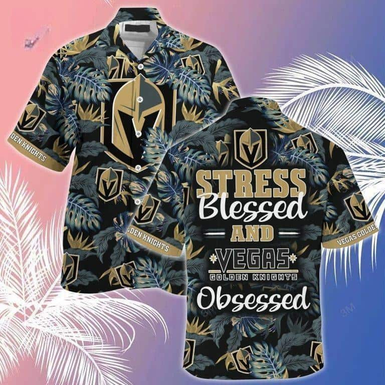 Summer Aloha NHL Vegas Golden Knights Hawaiian Shirt Stress Blessed Obsessed