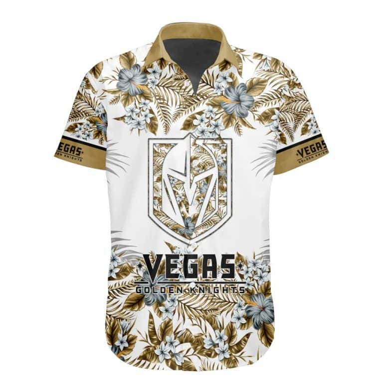 NHL Vegas Golden Knights Hawaiian Shirt Flower Pattern Summer Vacation Gift NHL Vegas Golden Knights Hawaiian Shirt Flower Pattern Summer Vacation Gift
