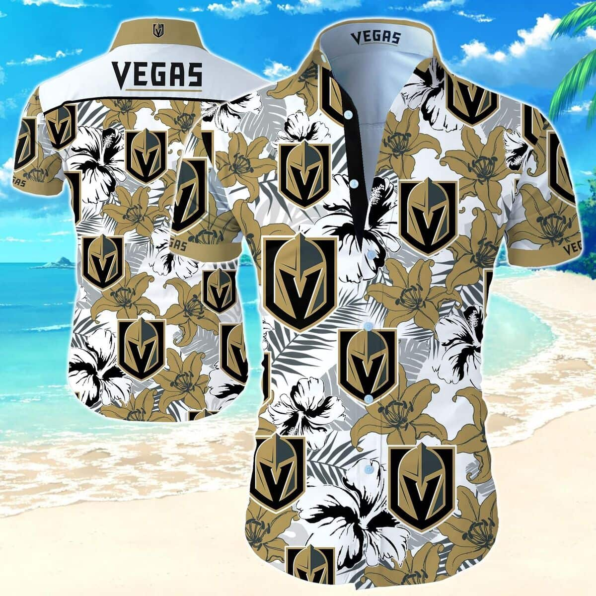 Summer Aloha NHL Vegas Golden Knights Hawaiian Shirt Practical Beach Gift