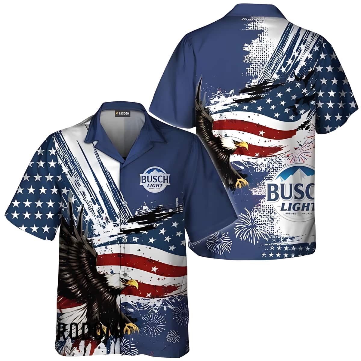 Busch Light Beer Hawaiian Shirt US Flag And Eagle 4 Of July Independence Day