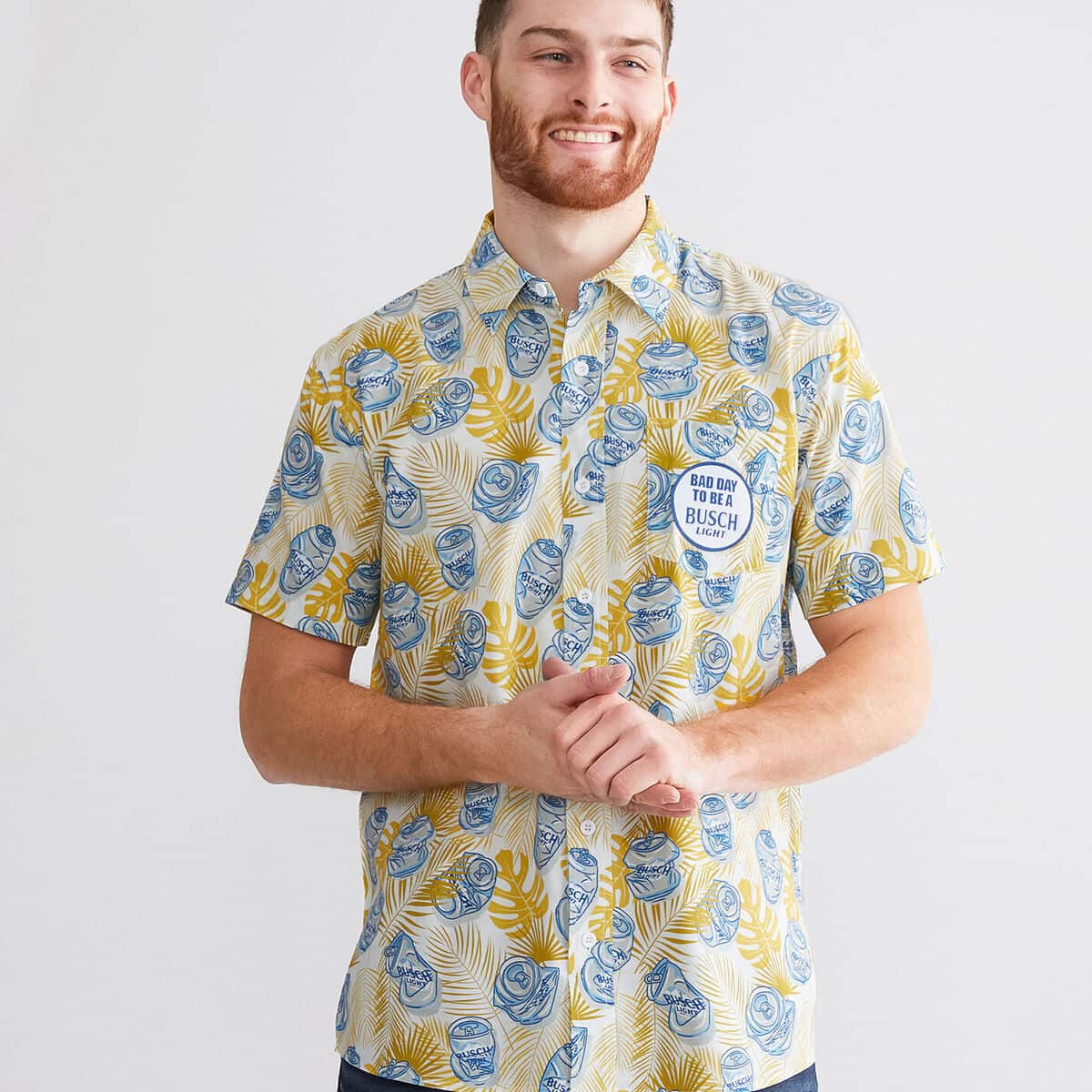 Bad Day To Be A Busch Light Hawaiian Shirt Palm Leaves Pattern