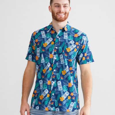 Aloha Beach Busch Light Beer Hawaiian Shirt Palm Leaves Pattern Aloha Beach Busch Light Beer Hawaiian Shirt Palm Leaves Pattern