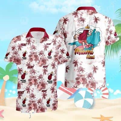 NBA Miami Heat Hawaiian Shirt Tropical Flower Pattern Summer Vacation Gift NBA Miami Heat Hawaiian Shirt Tropical Flower Pattern Summer Vacation Gift