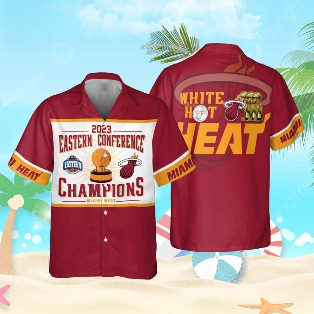 Red Aloha Miami Heat Eastern Conference Champions Hawaiian Shirt Beach Gift