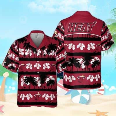 NBA Miami Heat Hawaiian Shirt White Hibiscus Flower Summer Beach Gift NBA Miami Heat Hawaiian Shirt White Hibiscus Flower Summer Beach Gift