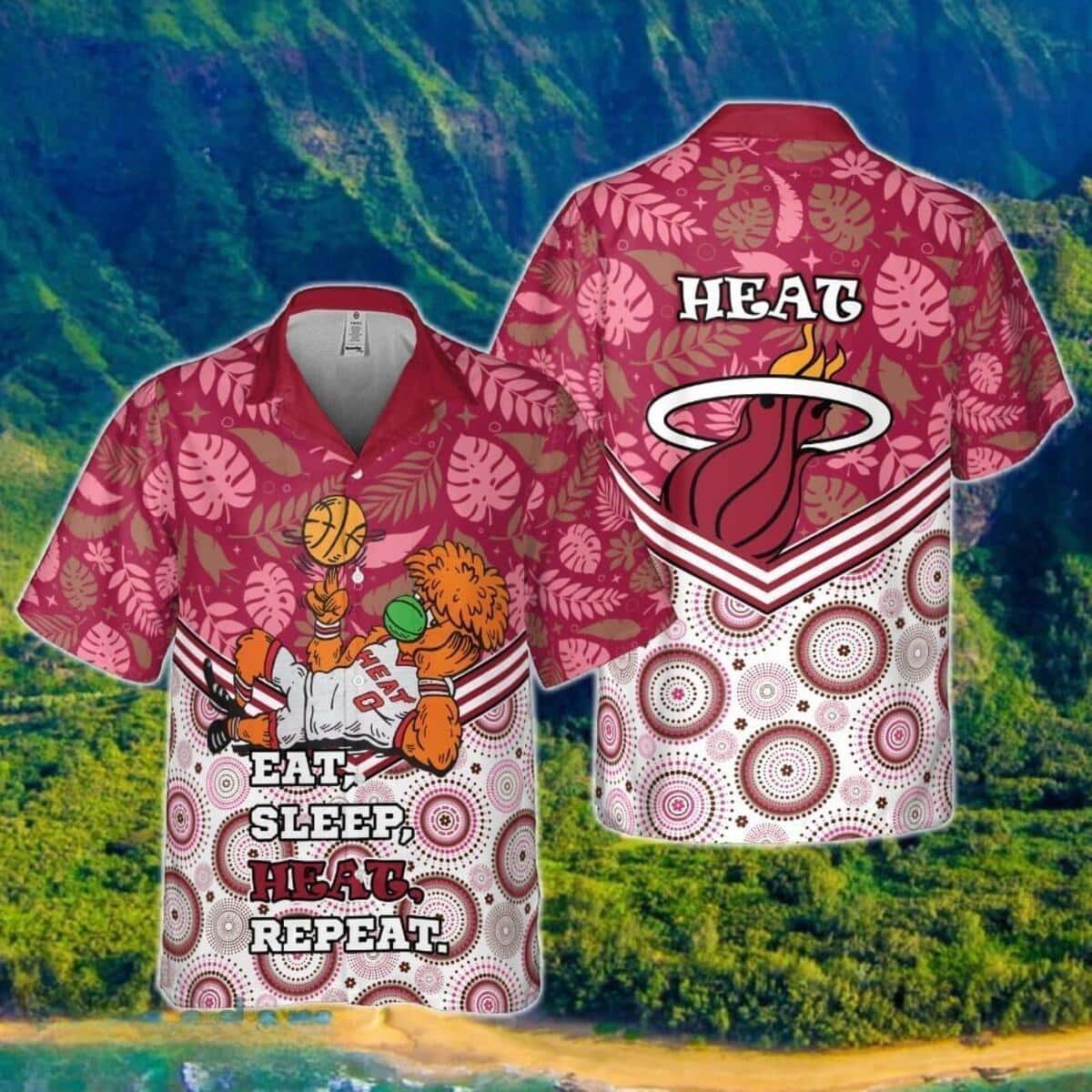 Burnie Miami Heat Hawaiian Shirt Eat Sleep Heat Repeat