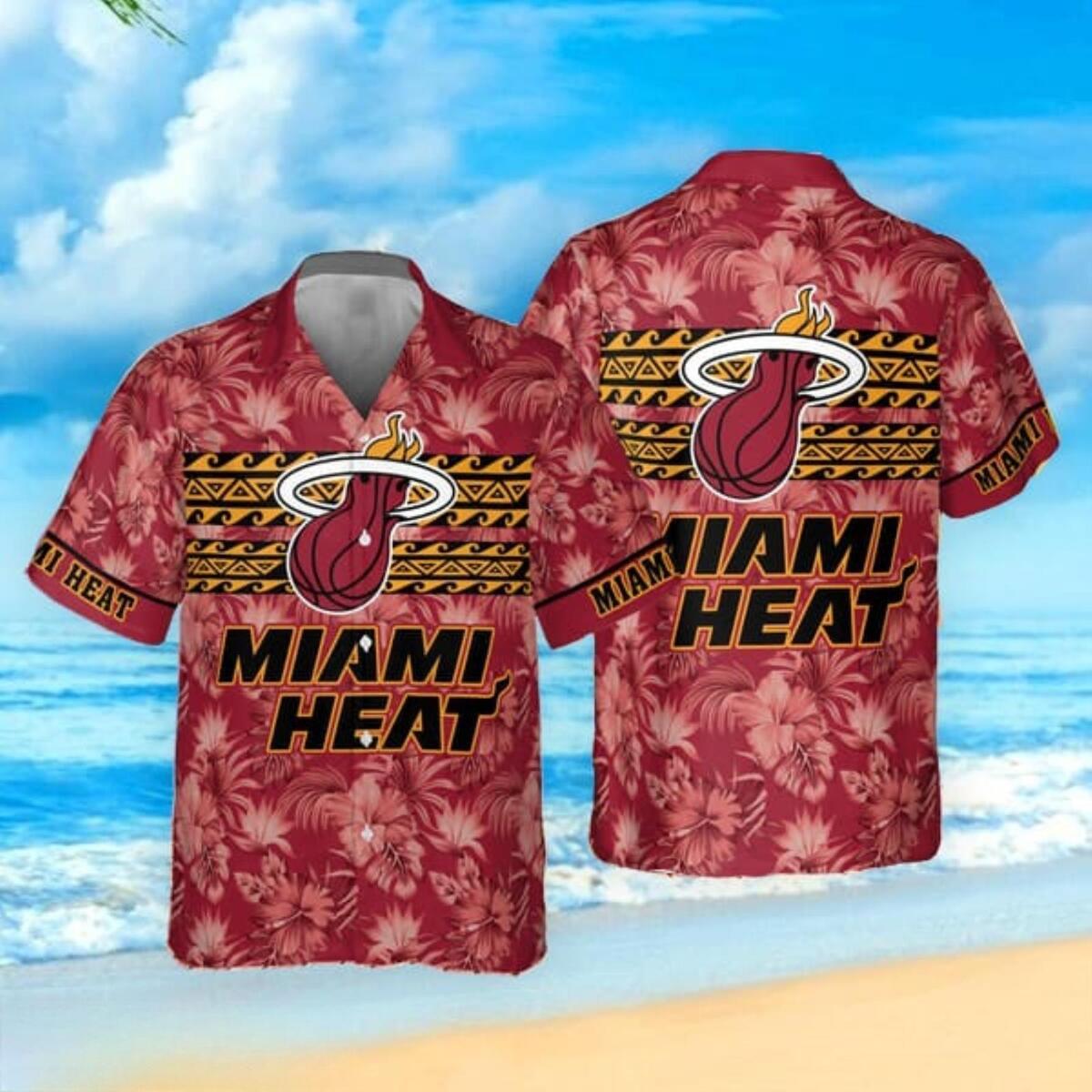 Red Aloha NBA Miami Heat Hawaiian Shirt Hibiscus Flower Pattern Beach Gift