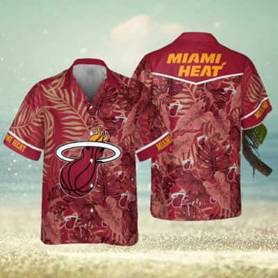 NBA Miami Heat Hawaiian Shirt Palm Leaves Pattern Best Beach Gift NBA Miami Heat Hawaiian Shirt Palm Leaves Pattern Best Beach Gift