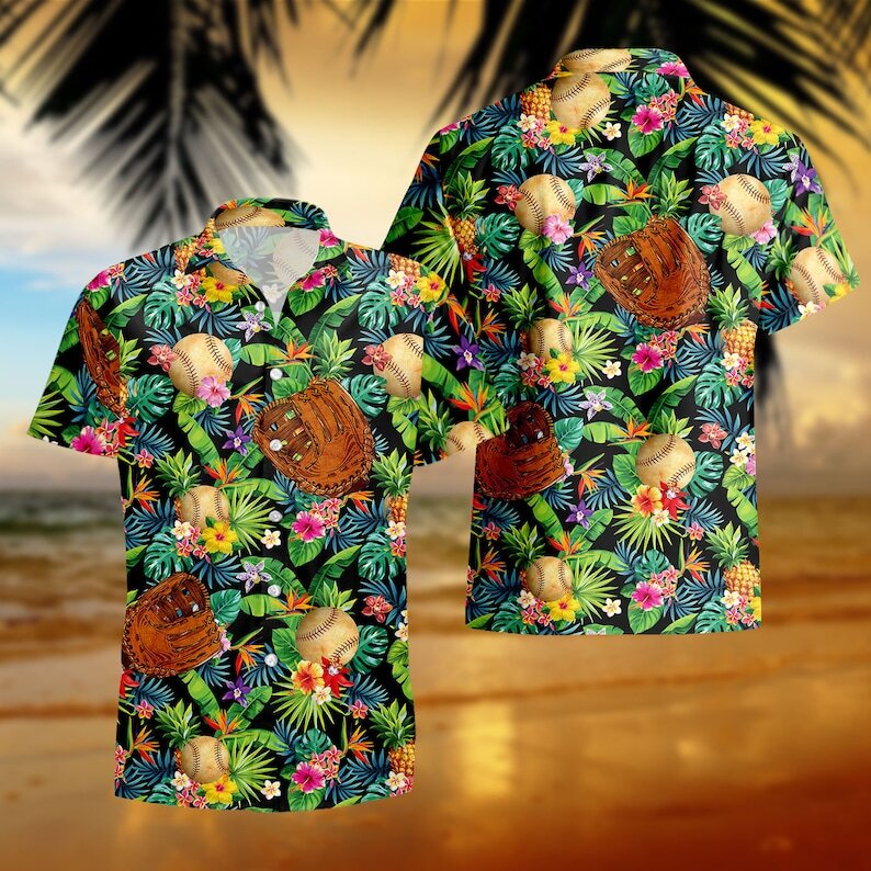 Aloha Baseball Hawaiian Shirt Tropical Pattern Beach Vacation Gift Aloha Baseball Hawaiian Shirt Tropical Pattern Beach Vacation Gift