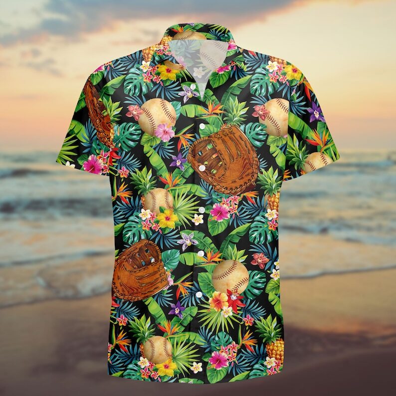 Aloha Baseball Hawaiian Shirt Tropical Pattern Beach Vacation Gift Aloha Baseball Hawaiian Shirt Tropical Pattern Beach Vacation Gift