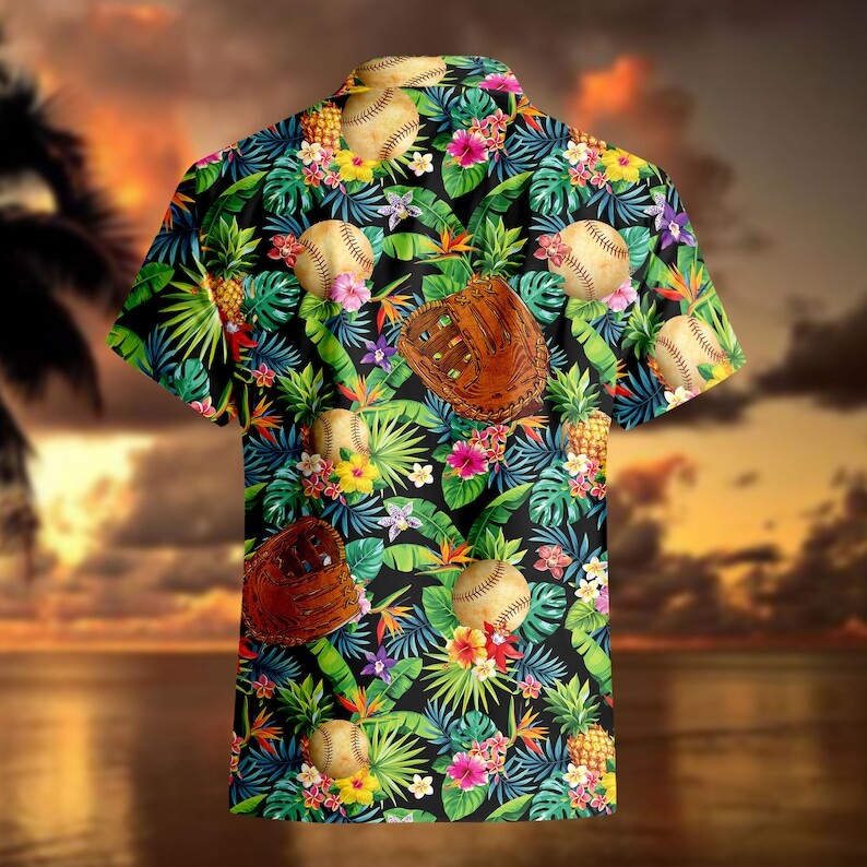 Aloha Baseball Hawaiian Shirt Tropical Pattern Beach Vacation Gift Aloha Baseball Hawaiian Shirt Tropical Pattern Beach Vacation Gift