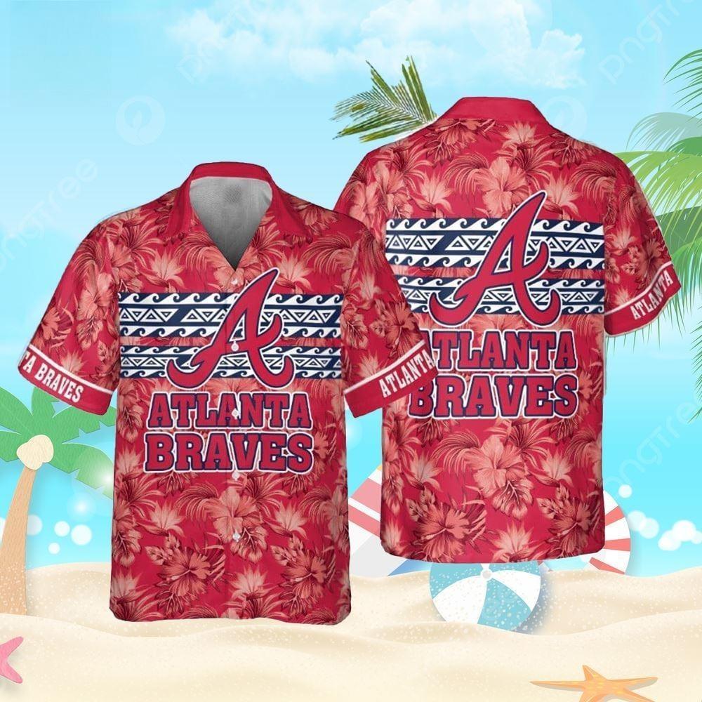 Red Aloha MLB Atlanta Braves Hawaiian Shirt Hibiscus Flower Pattern