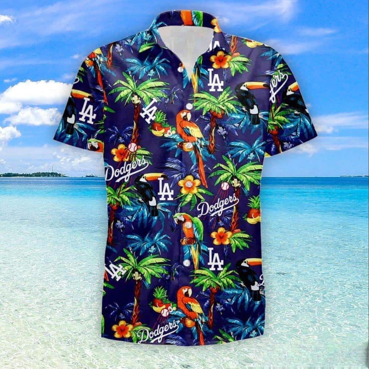 MLB Los Angeles Dodgers Hawaiian Shirt Parrot Aloha Summer Beach Gift