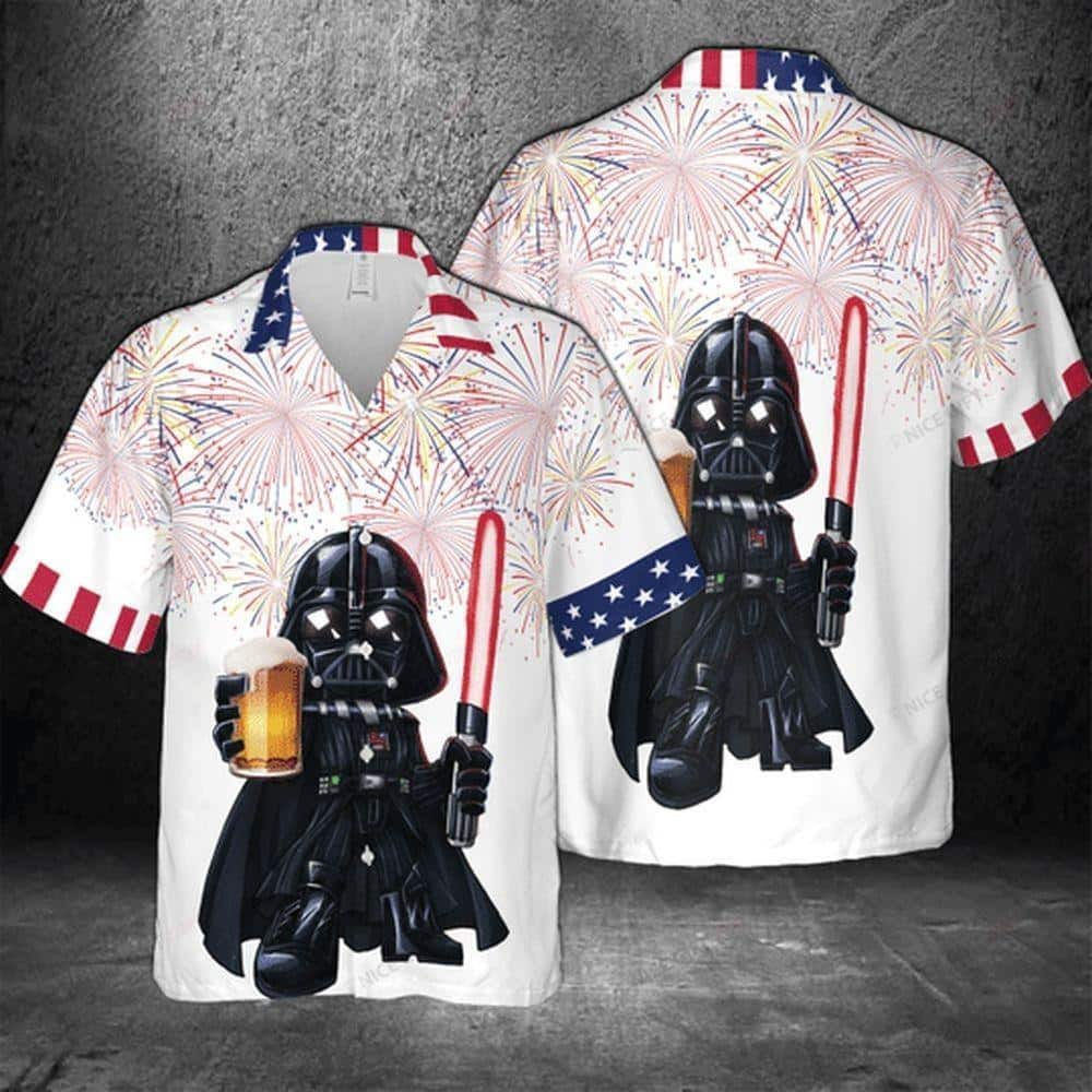 Darth Vader Star Wars Hawaiian Shirt Fireworks Independence Day 4th Of July