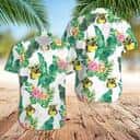 Star Wars Baby Yoda Hugging Bananas Tropical Leaves White Aloha Hawaiian Shirt