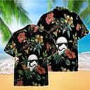 Black Aloha Star Wars Stormtrooper & Spaceship Hawaiian Shirt Hibicus Pattern