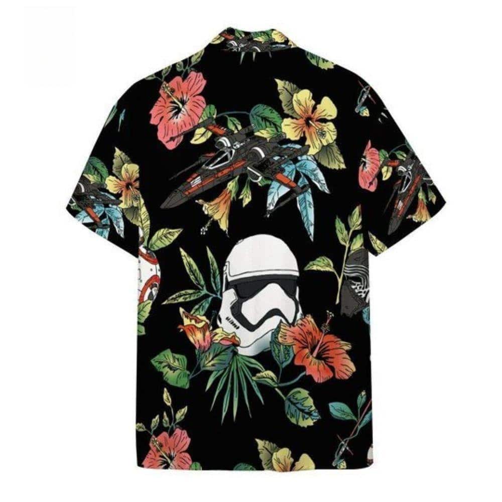 Black Aloha Star Wars Stormtrooper & Spaceship Hawaiian Shirt Hibicus Pattern Black Aloha Star Wars Stormtrooper & Spaceship Hawaiian Shirt Hibicus Pattern