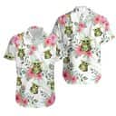 White Aloha Baby Yoda Star Wars Hawaiian Shirt Tropical Flowers Pattern Beach Gift