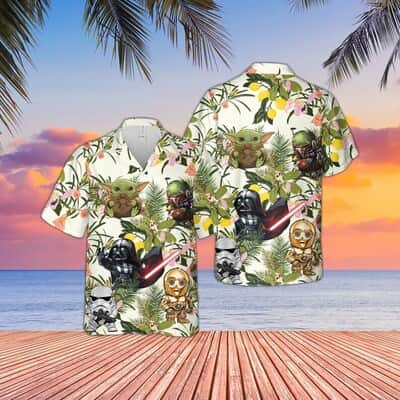 Baby Yoda Darth Vader Stormtrooper Wicket Star Wars Hawaiian Shirt