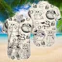 White Aloha Baby Yoda Star Wars Hawaiian Shirt Gift For Mandalorian Fans