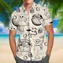 White Aloha Baby Yoda Star Wars Hawaiian Shirt Gift For Mandalorian Fans