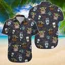 Stitch And Baby Yoda Star Wars Drinking Coffee Hawaiian Shirt Beach Vacation Gift