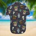 Stitch And Baby Yoda Star Wars Drinking Coffee Hawaiian Shirt Beach Vacation Gift