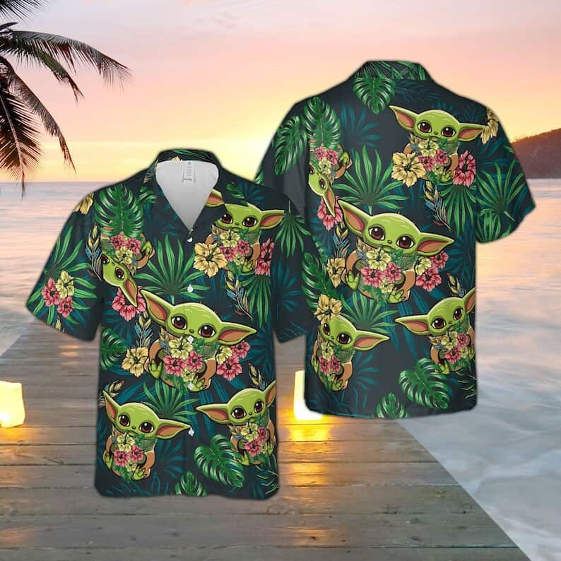 Baby Yoda Star Wars Hawaiian Shirt Palm Leaves Beach Gift For Friend