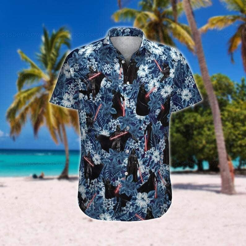 Star Wars Darth Vader With Lightsaber Tropical Pattern Hawaiian Shirt